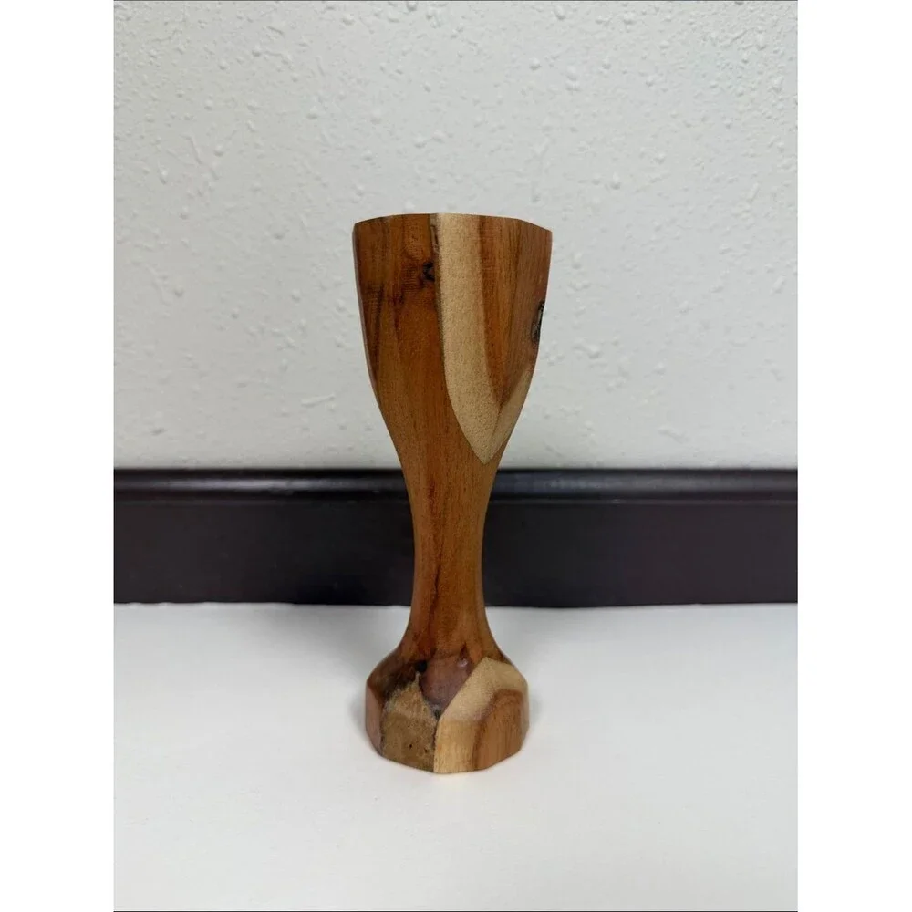 Vintage Hand Carved Wood Stick Candle Holder Rustic Boho Taper Candlestick Decor